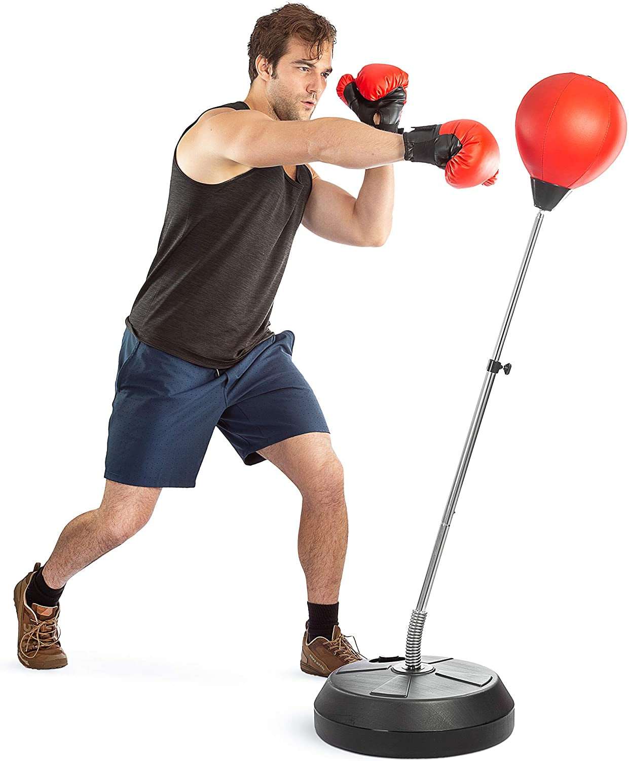 Techtools Punching Bag with Stand, Boxing Bag for Teens & Adults - Height Adjustable - Speed Bag for Training, Boxing Equipment, Stress Relief & Fitness