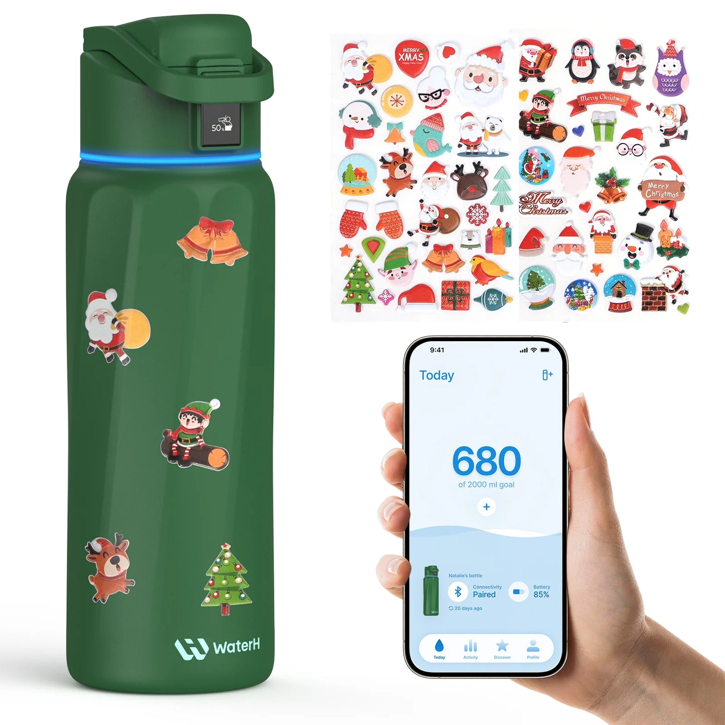 Waterh Boost Smart Water Bottle: 32 Oz Hydration Tracker with APP & Insulation