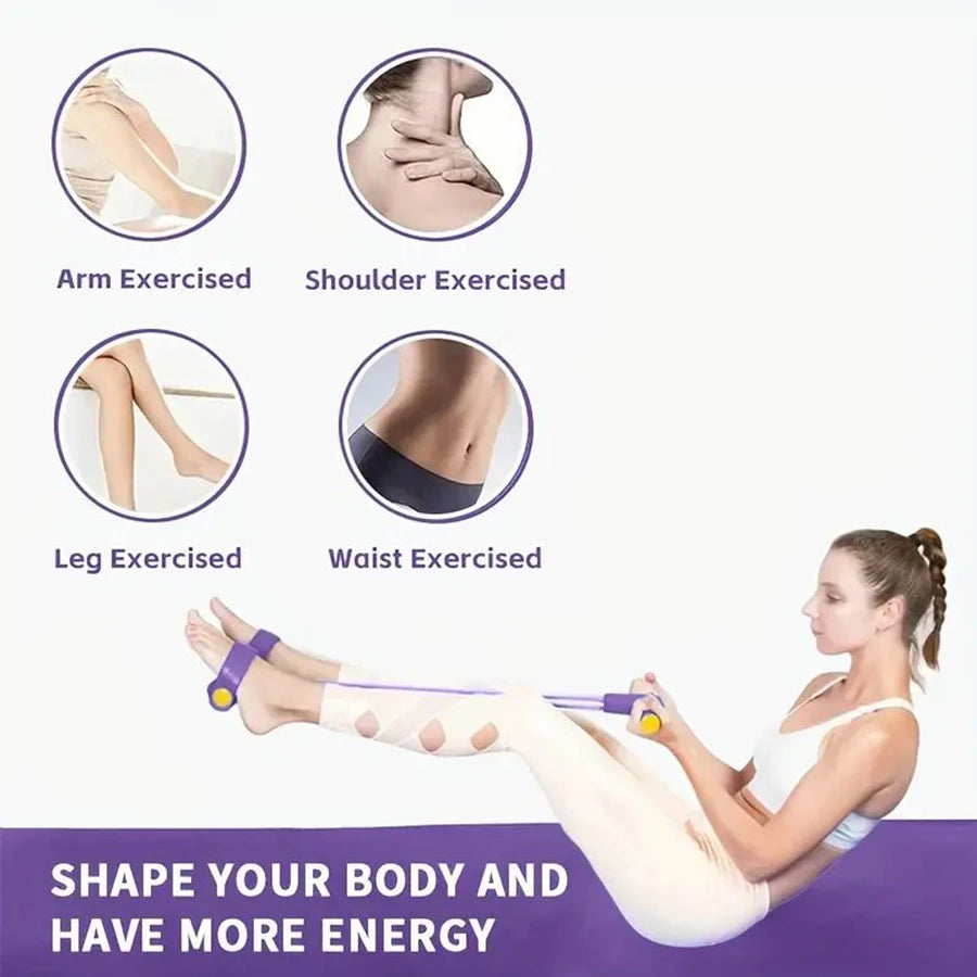 1Pc6-Tube Elastic Yoga Pedal Pull Resistance Band, Suitable for Abdominal/Waist/Arm/Leg Stretching Slimming Training