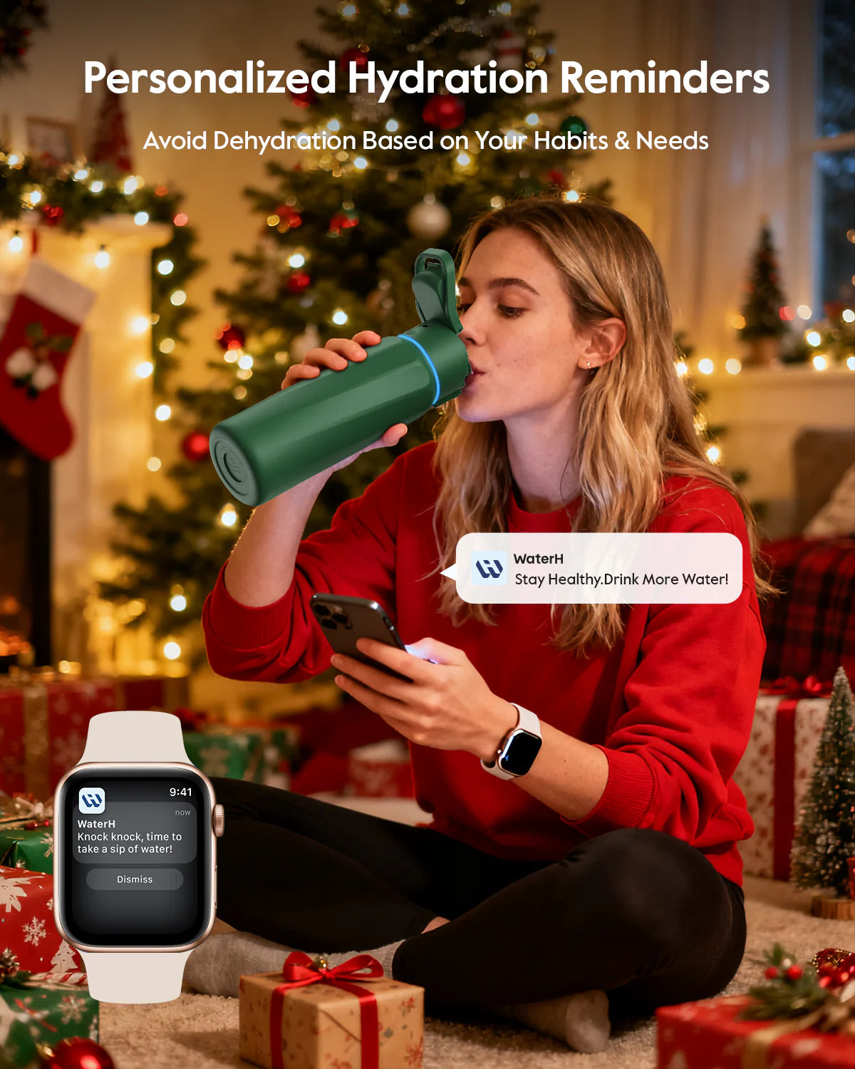 Waterh Boost Smart Water Bottle: 32 Oz Hydration Tracker with APP & Insulation